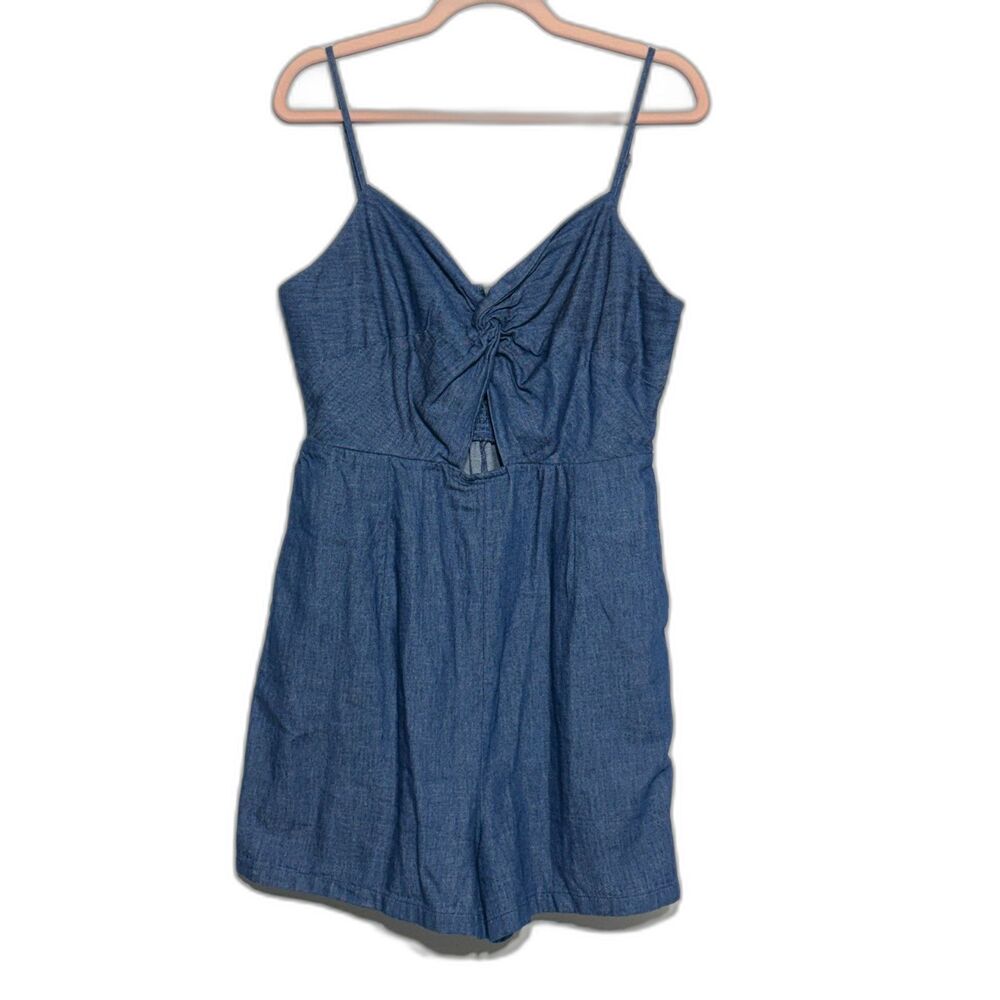 Old Navy Fit & Flare Twist-Front Cami Romper - Medium Wash - Medium Tall NWOT